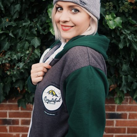 Medium 'Beautiful Horizons' Grey/Green Hoodie