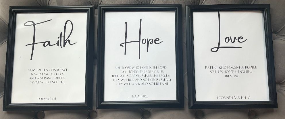 Framed Faith Hope Love Word Art (A4)
