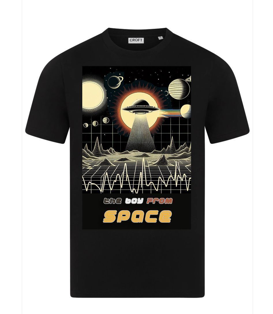Boy/Girl From Space UFO T-Shirt - Black