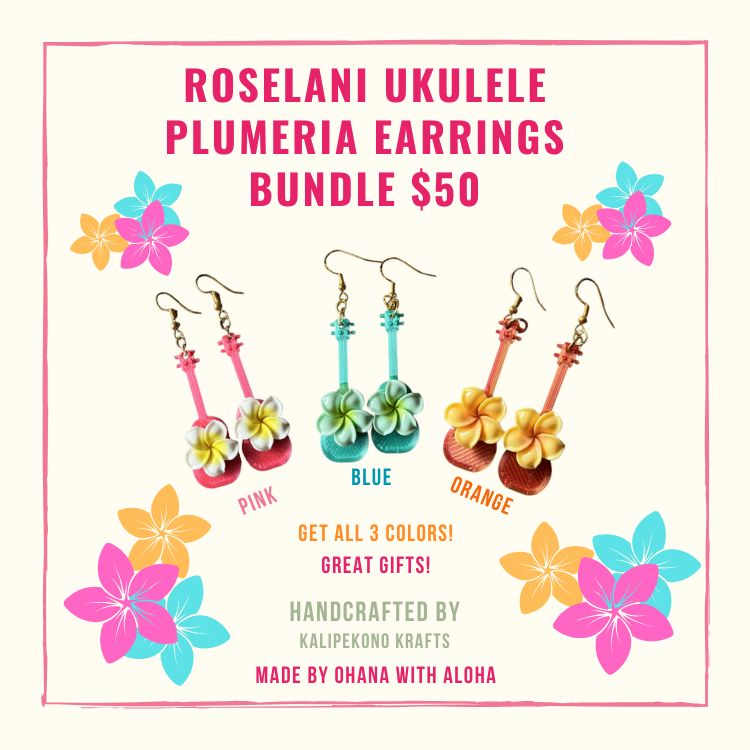 Rose Lani 3-Ukulele Earrings BUNDLE!