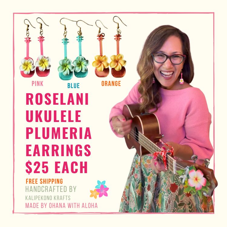 Ukulele Plumeria Earrings