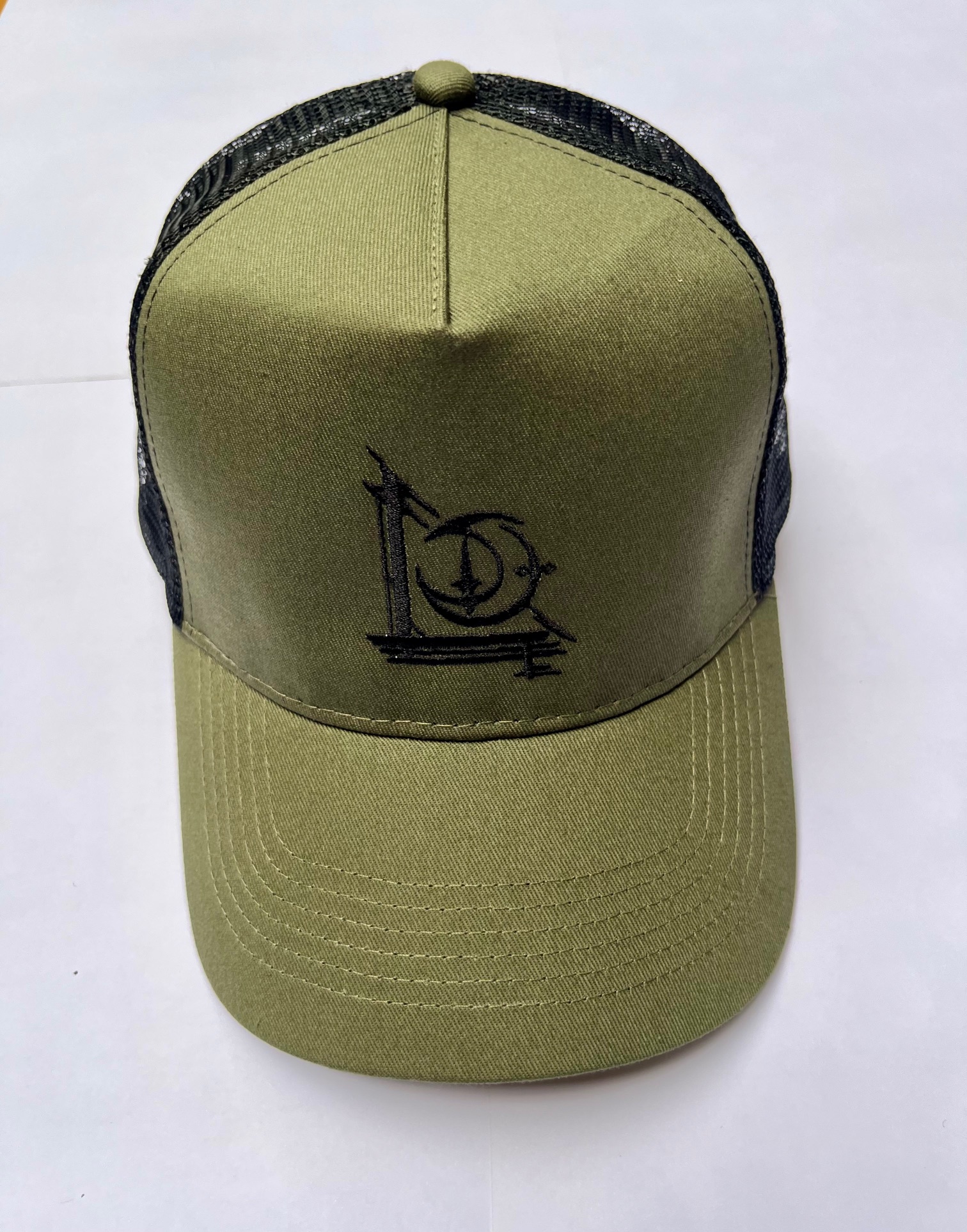 L&TD 'Sigil' Logo Snapback Trucker Cap - Black on Olive/Black Cap